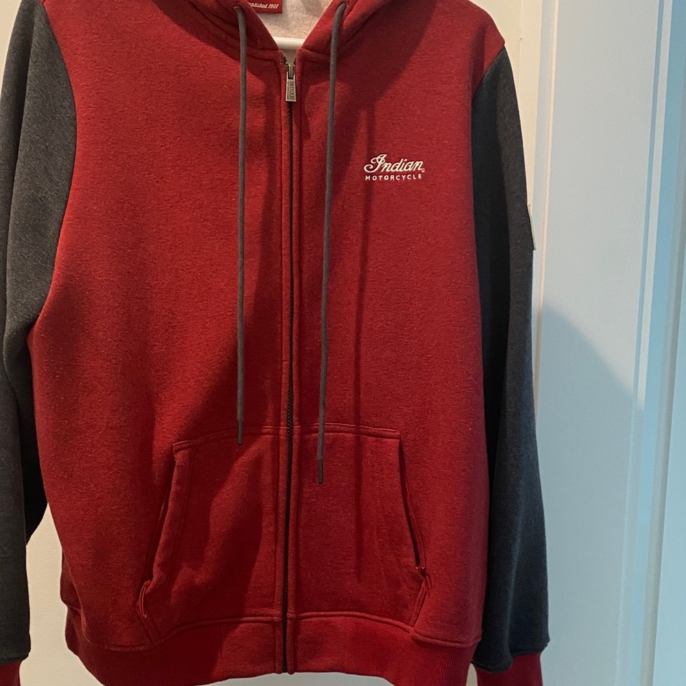 Red and Gray Indian Motorcycle zip up